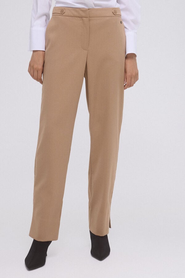 Pedro del Hierro Pantalón recto trabilla Beige