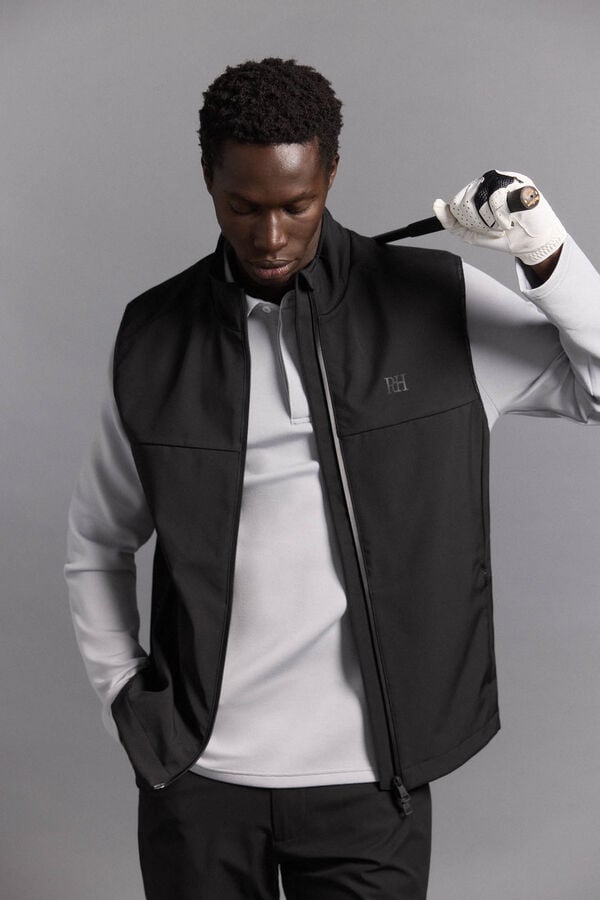 Pedro del Hierro liso de golfe Colete Preto