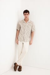 Pedro del Hierro Printed short sleeve shirt Beige