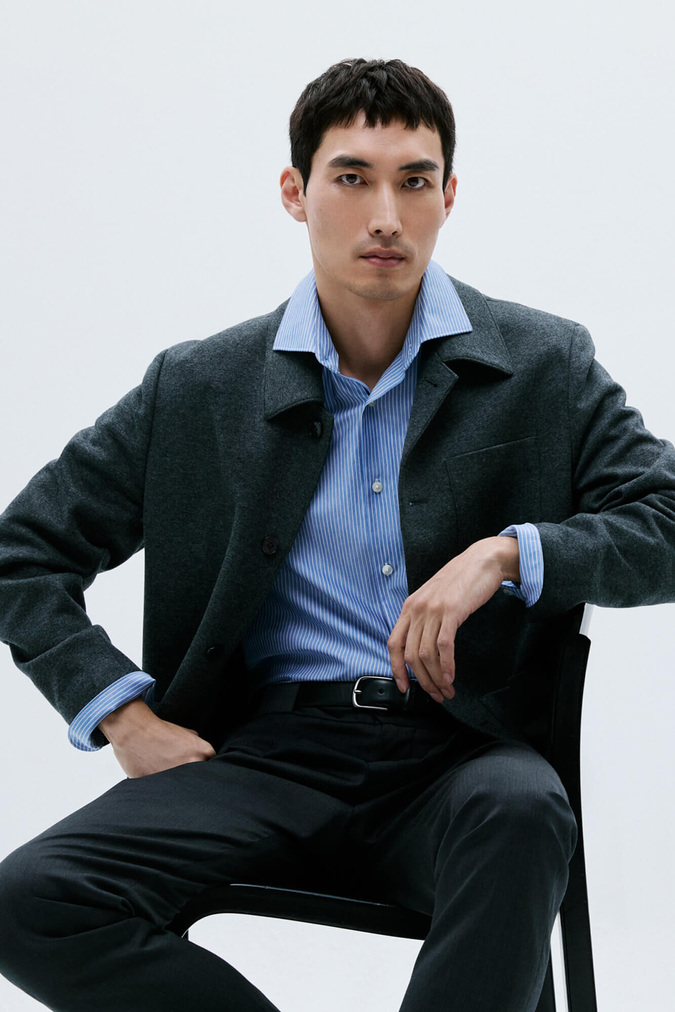 Pedro del Hierro Gray wool overshirt