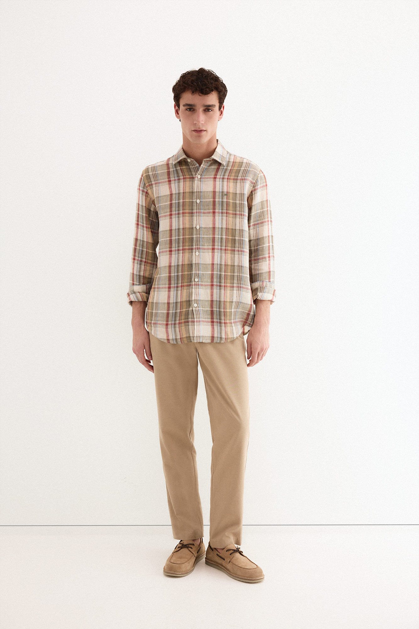 Pedro del Hierro Linen plaid shirt