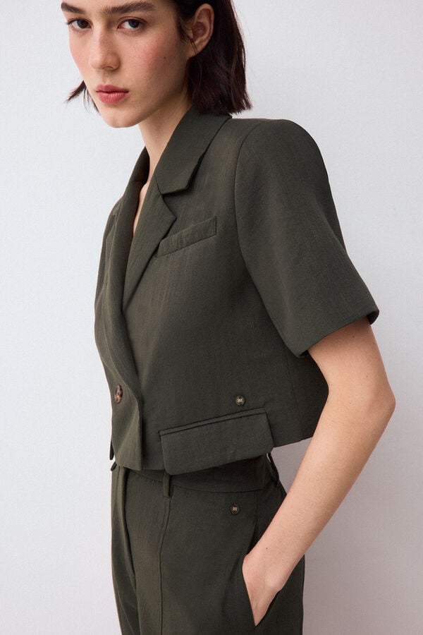 Pedro del Hierro Crop blazer Green