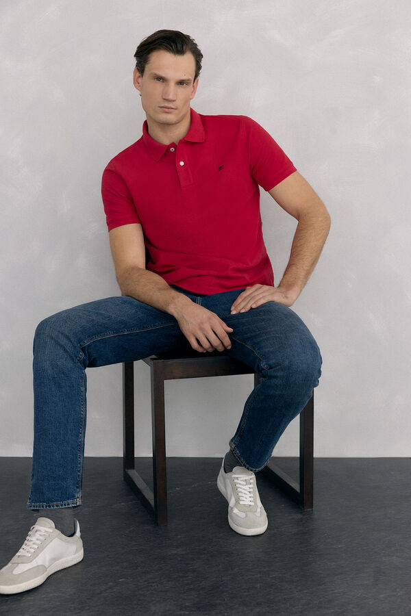 Pedro del Hierro Basic piqué polo shirt Red