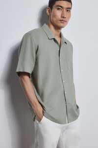 Pedro del Hierro Short-sleeved camp collar shirt Green