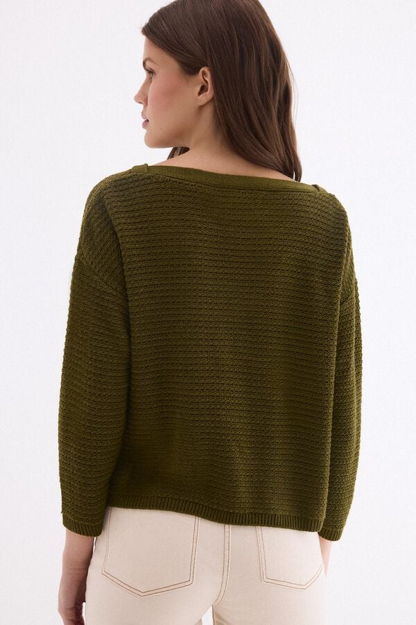 Pedro del Hierro Textured jersey-knit top Green