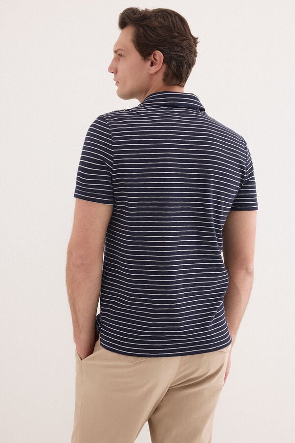 Pedro del Hierro Striped polo shirt Blue