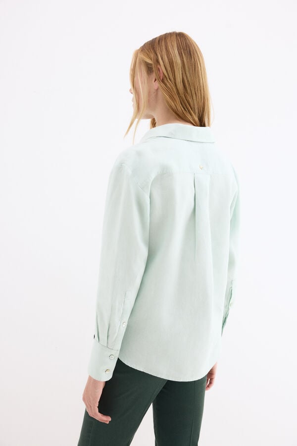 Pedro del Hierro Camisa manga comprida em linho Turquesa