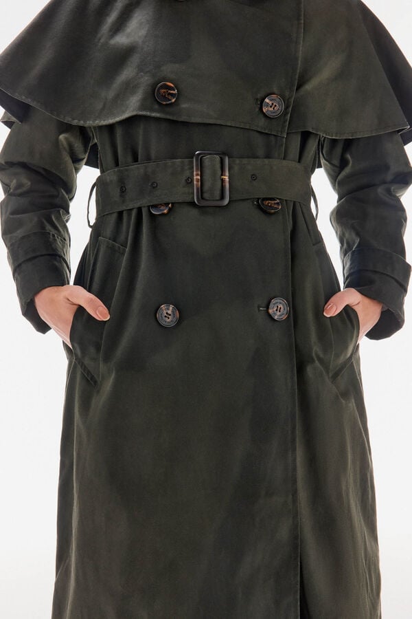 TFP by Tamara Falcó Long waxed trench coat Green
