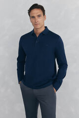 Pedro del Hierro Mercerized long sleeve polo shirt Blue