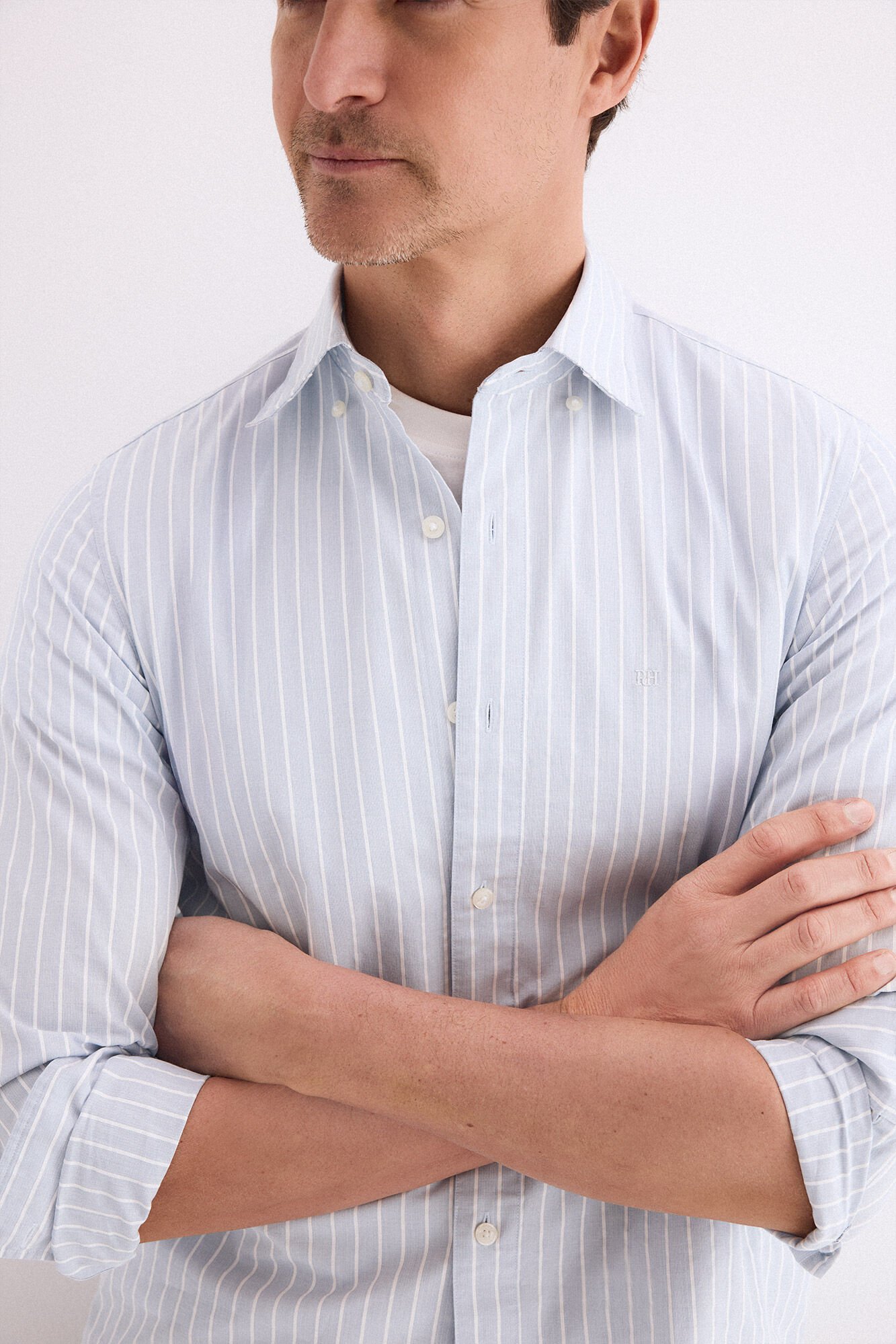 Pedro del Hierro Poplin textured striped shirt