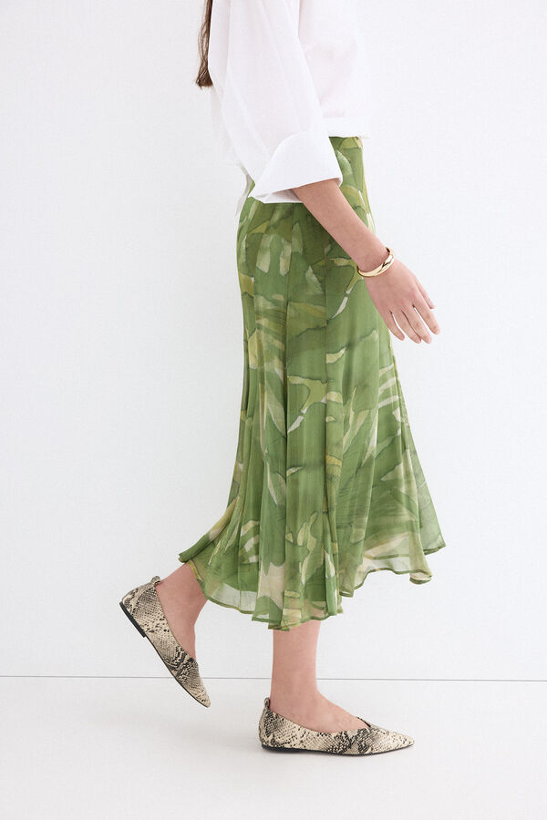 Pedro del Hierro Printed cut detail skirt Green