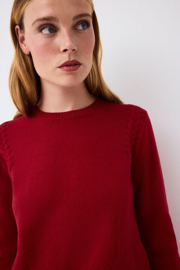 Pedro del Hierro Cross-knit detail jumper Red