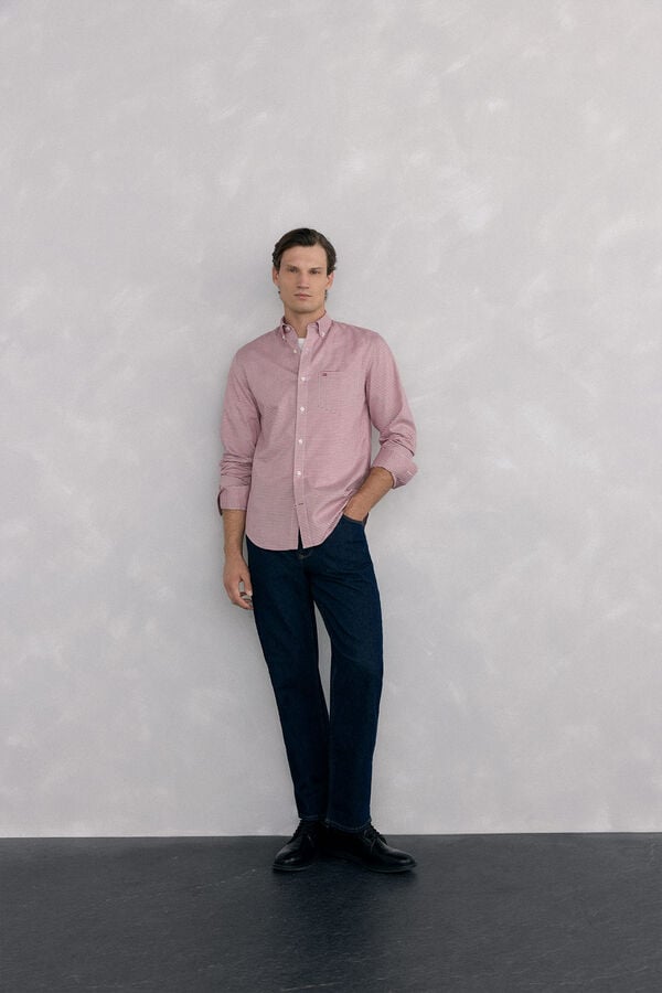 Pedro del Hierro Camisa non iron oxford cuadros Burdeos