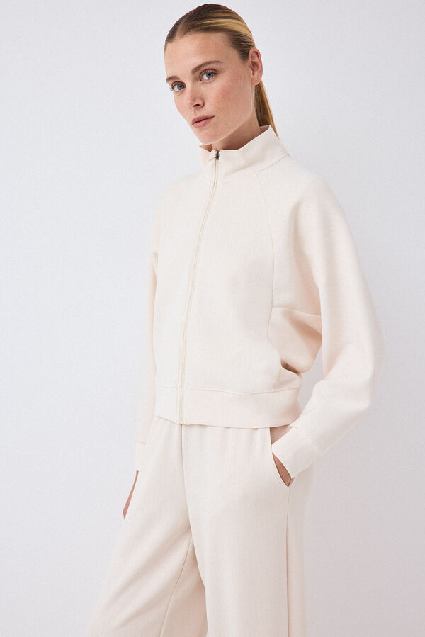Pedro del Hierro Striped soft touch sweatshirt Ecru