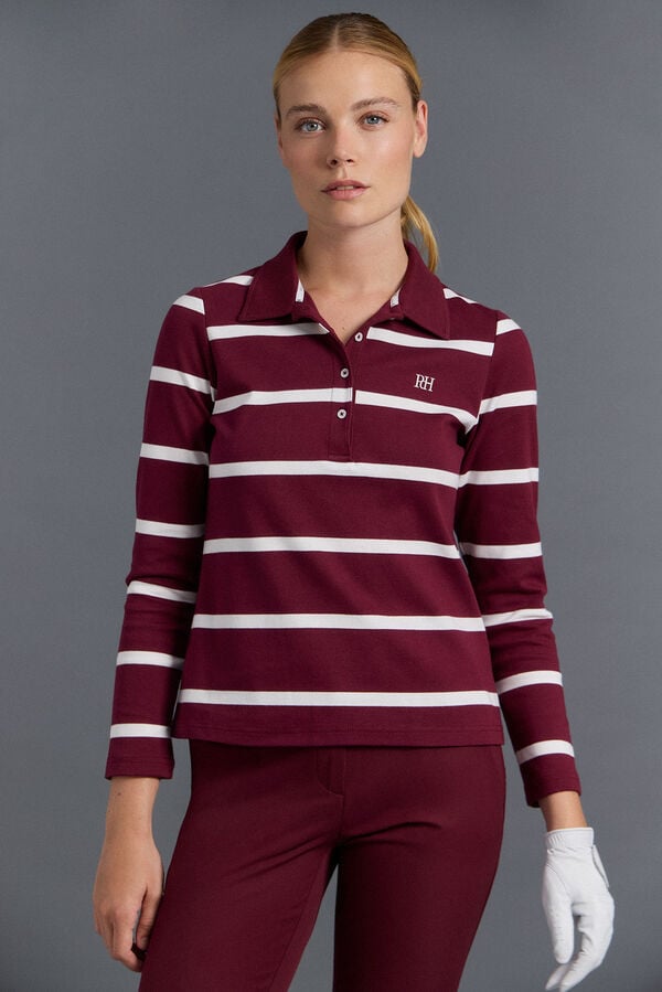 Pedro del Hierro Technical striped golf polo shirt Orange