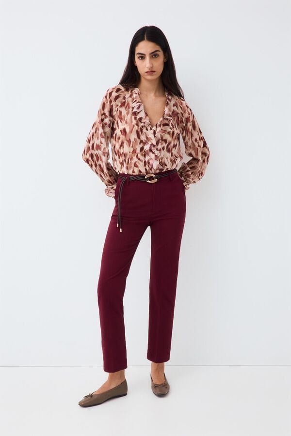Pedro del Hierro Classic straight trousers Burgundy
