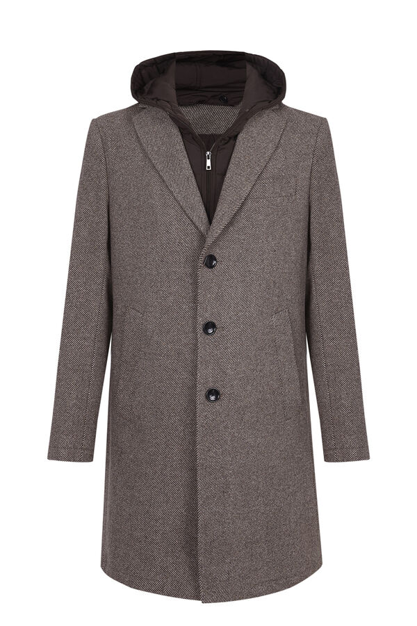 Pedro del Hierro Hooded coat with removable lining Beige