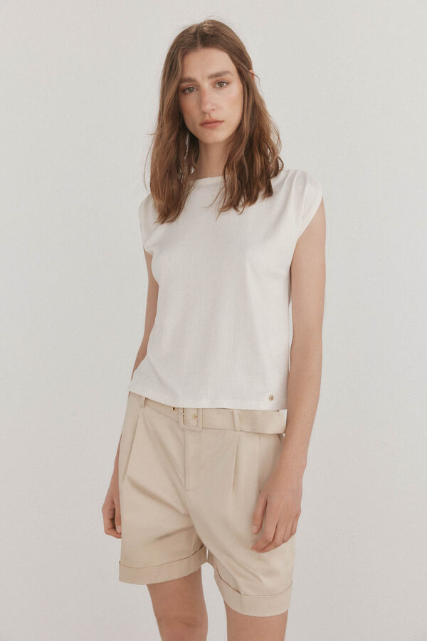 Pedro del Hierro Structured sleeves t-shirt Ecru