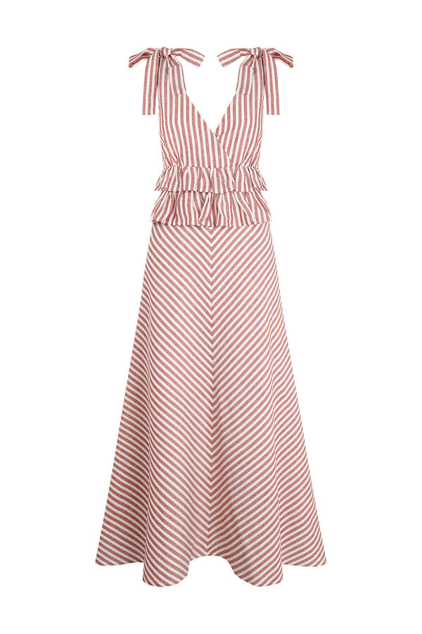 Pedro del Hierro Vestido largo lino detalle lazos Rosa