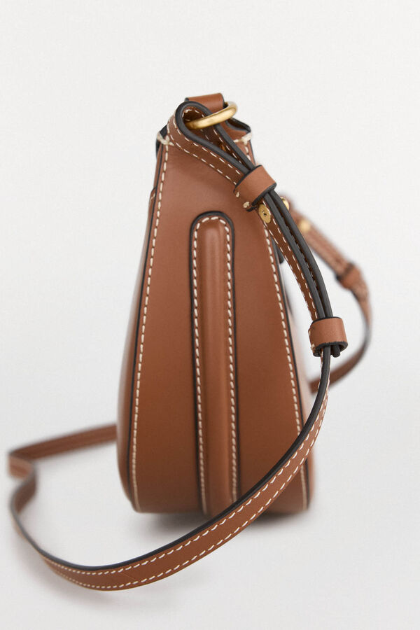 Pedro del Hierro Oval leather crossbody bag Beige