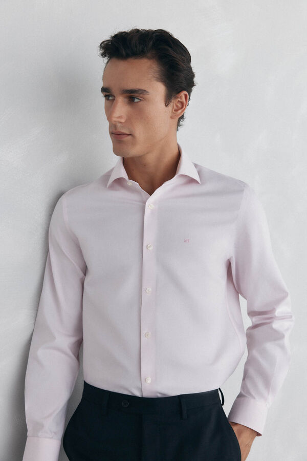Pedro del Hierro Camisa social lisa que não pode ser passada a ferro + resistente a manchas Rosa