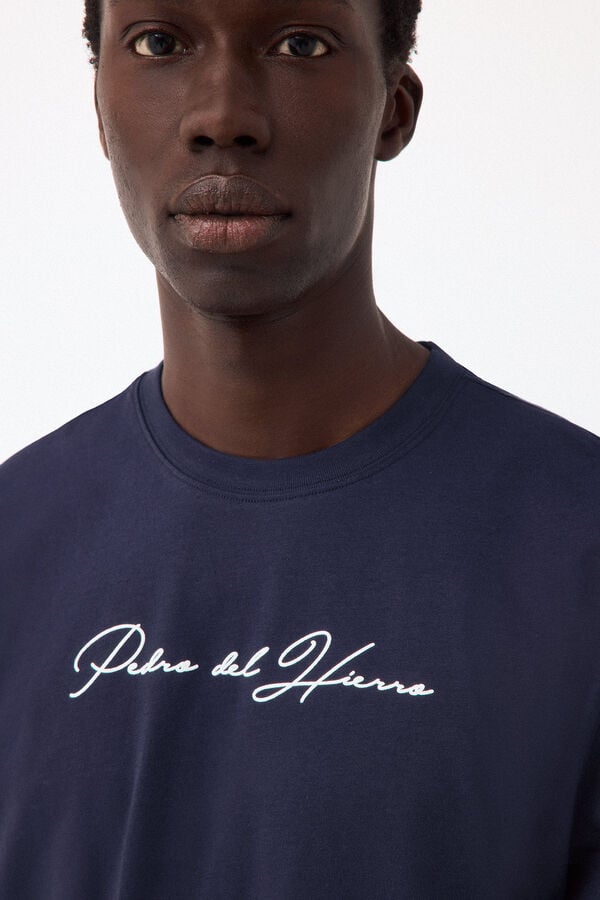 Pedro del Hierro Camiseta logo texto Azul