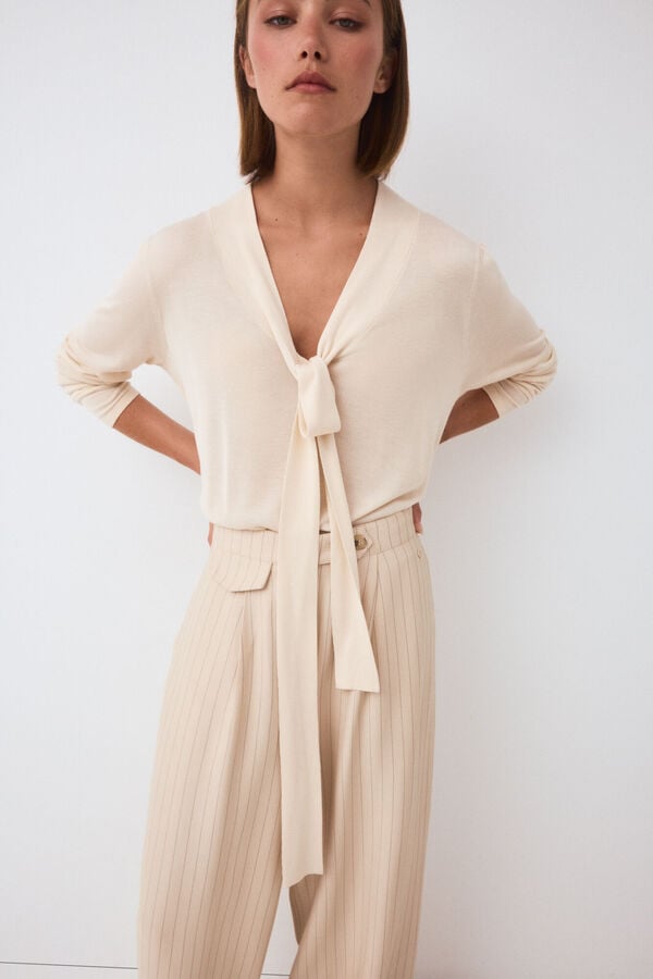 Pedro del Hierro Long sleeve tie jumper Beige