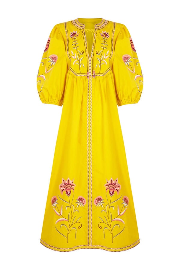 Pedro del Hierro Embroidered tunic dress Yellow