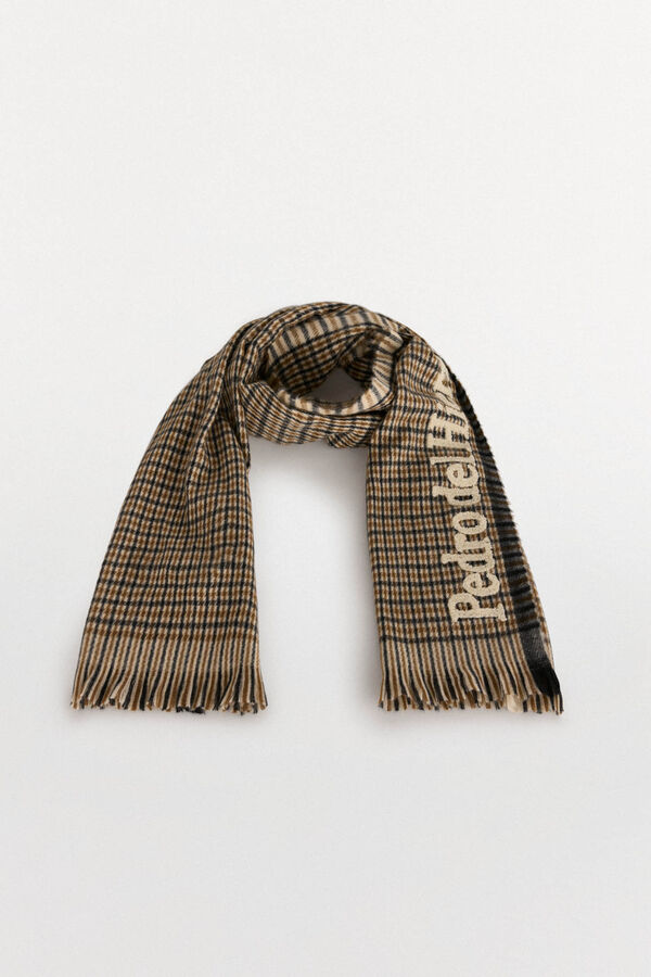 Pedro del Hierro Checked cloth scarf Grey