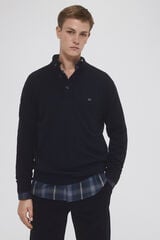 Pedro del Hierro Jersey lana cashmere cuello alto botones Azul