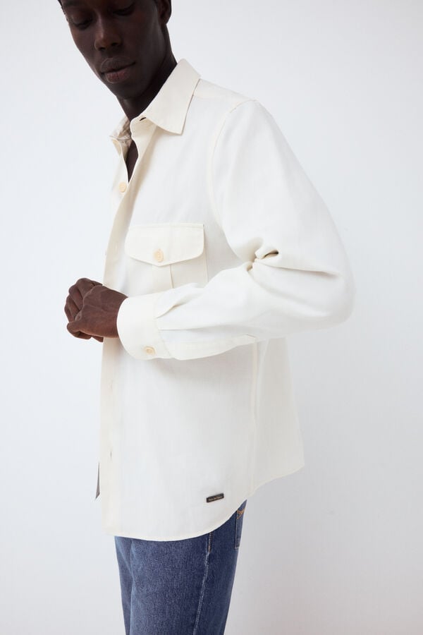 Pedro del Hierro Plain tencel linen overshirt Ecru