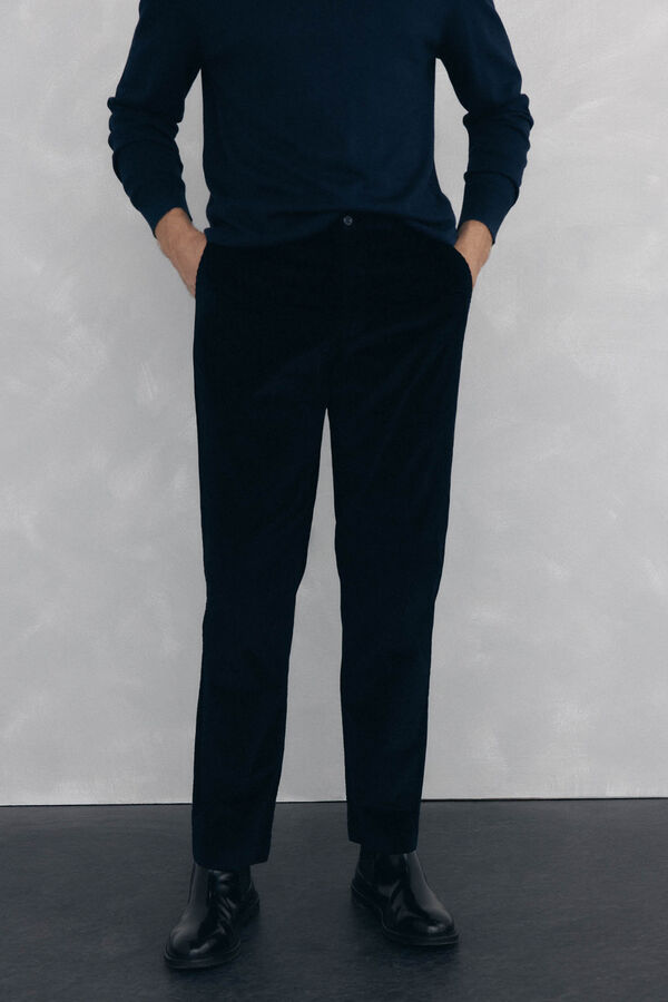 Pedro del Hierro Calça Chino de veludo grossa de regular fit Azul