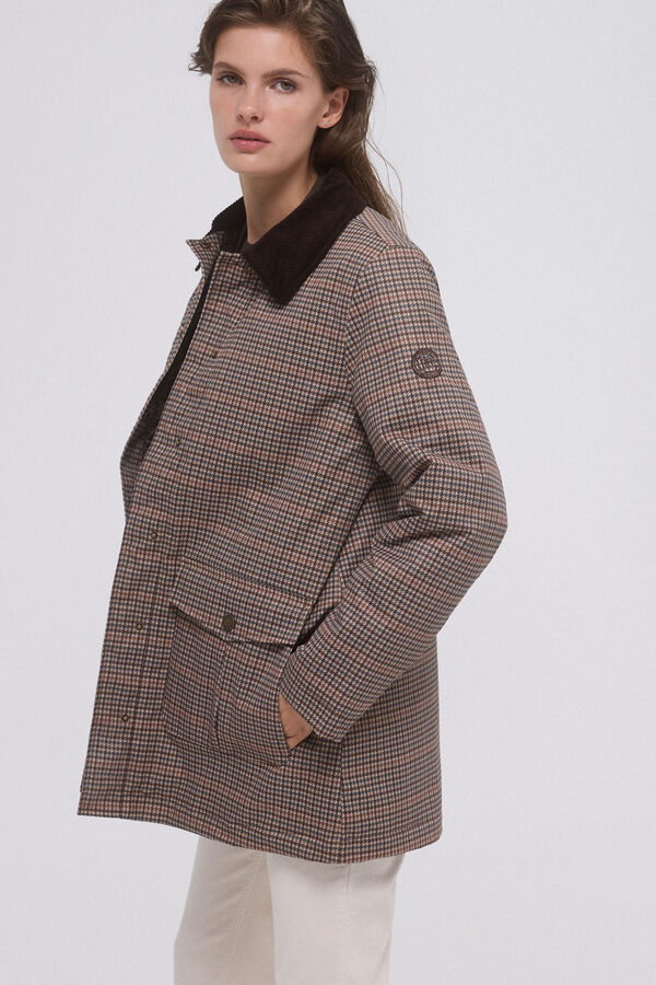 Pedro del Hierro Quilted printed parka Brown