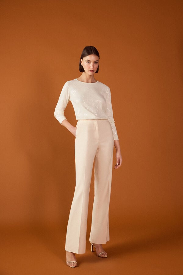 TFP by Tamara Falc&oacute; Camisola transparente de lantejoulas Ecru