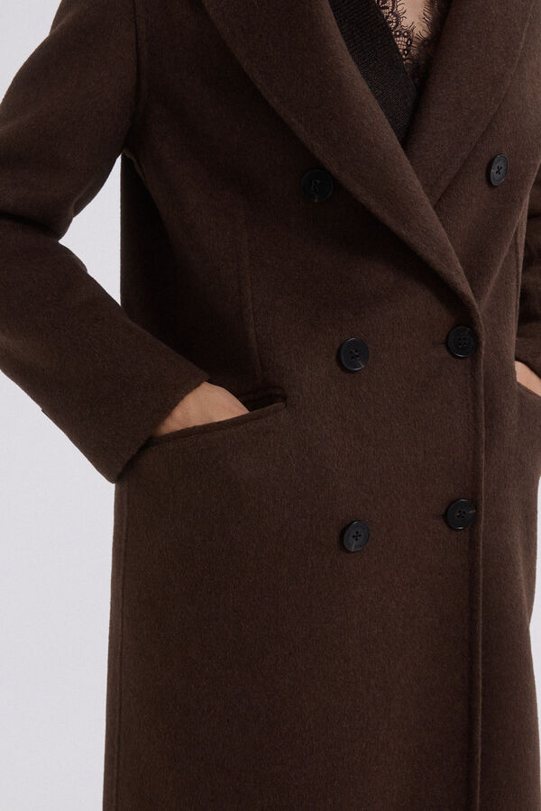 Pedro del Hierro Double-faced coat with cross-over Beige