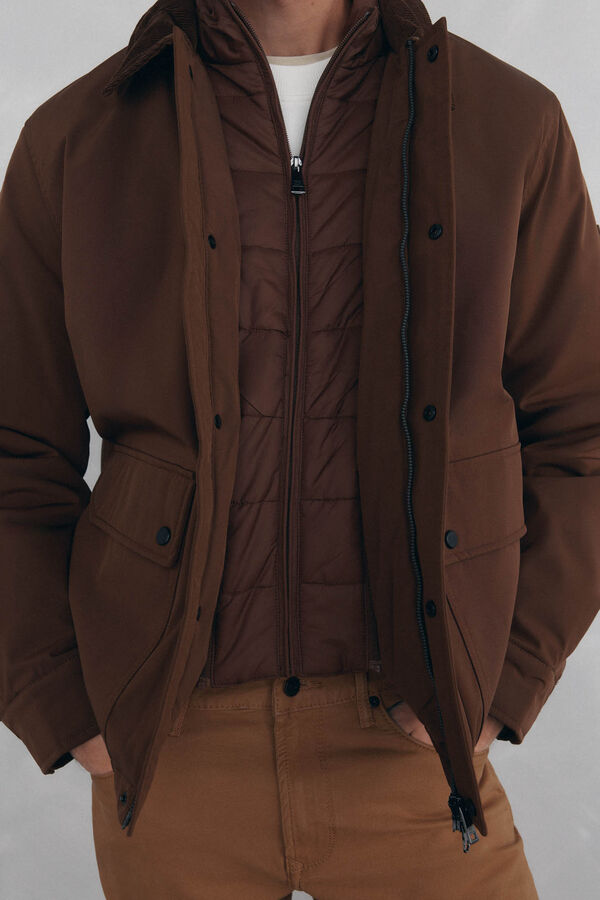 Pedro del Hierro Jacket with wool neck Brown