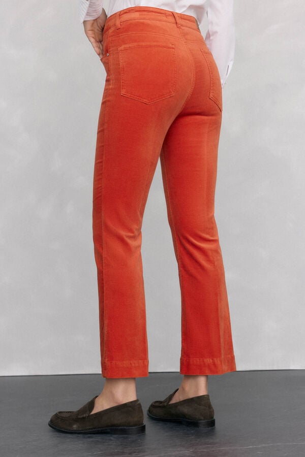 Pedro del Hierro Cropped flare velvet pants Orange
