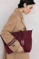Pedro del Hierro Nylon shopper bag with zip fastening Burgundy