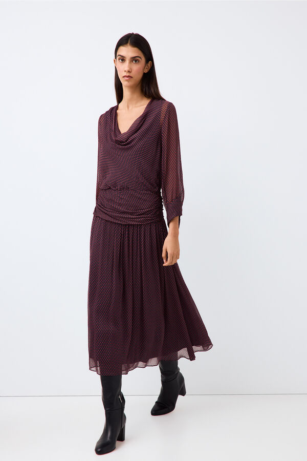 Pedro del Hierro Scarf neckline and draped skirt dress Red