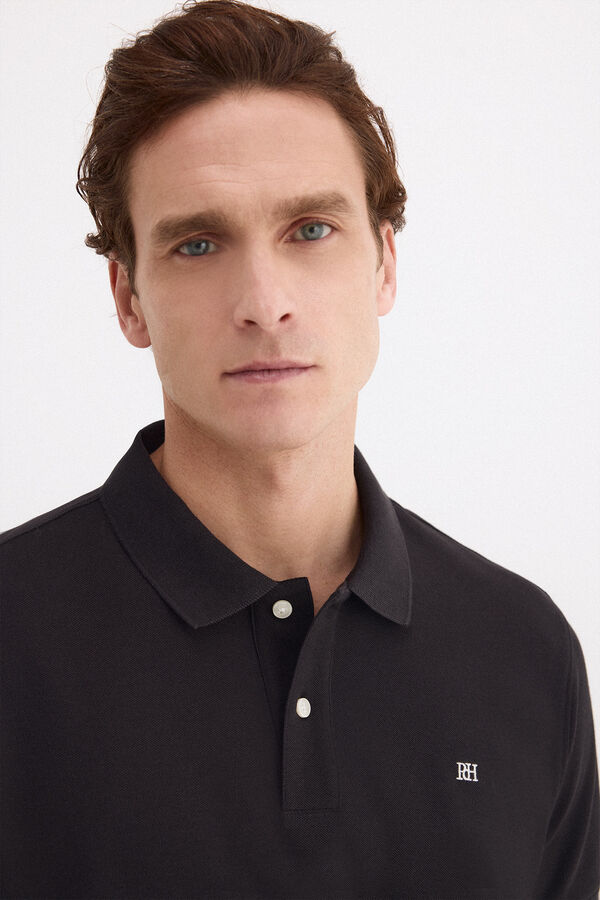 Pedro del Hierro Piqu&eacute; basic polo shirt Black