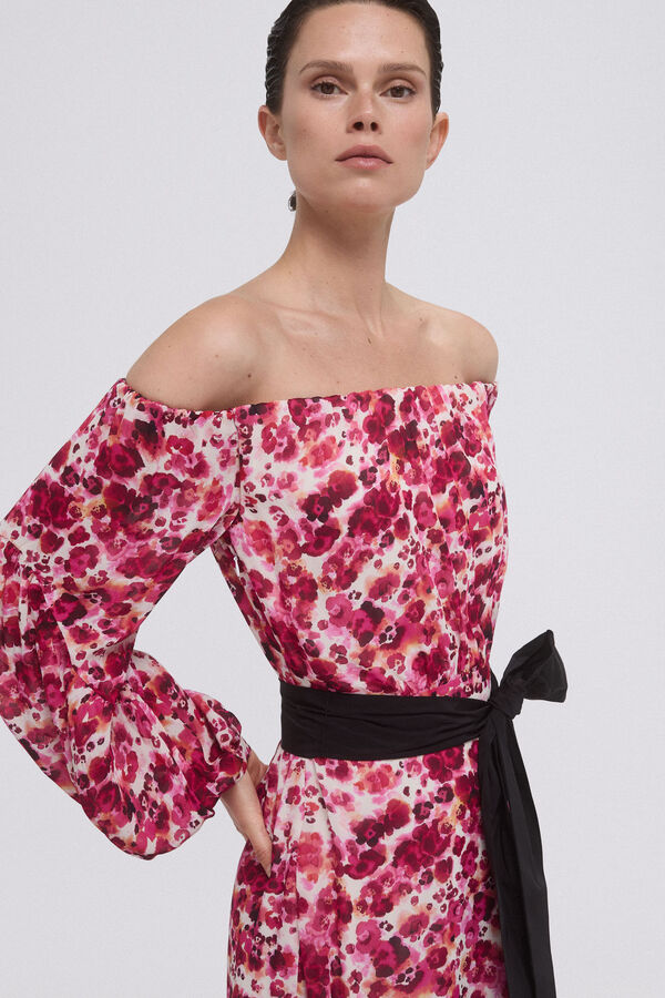 Pedro del Hierro Off shoulder dress with bow Pink