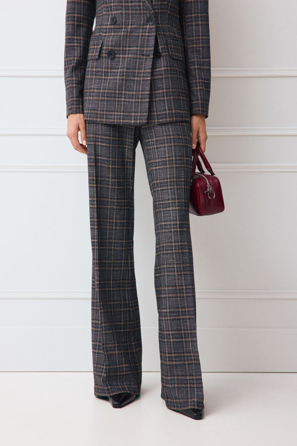 TFP by Tamara Falc&oacute; Plaid flare tailored trousers Blue