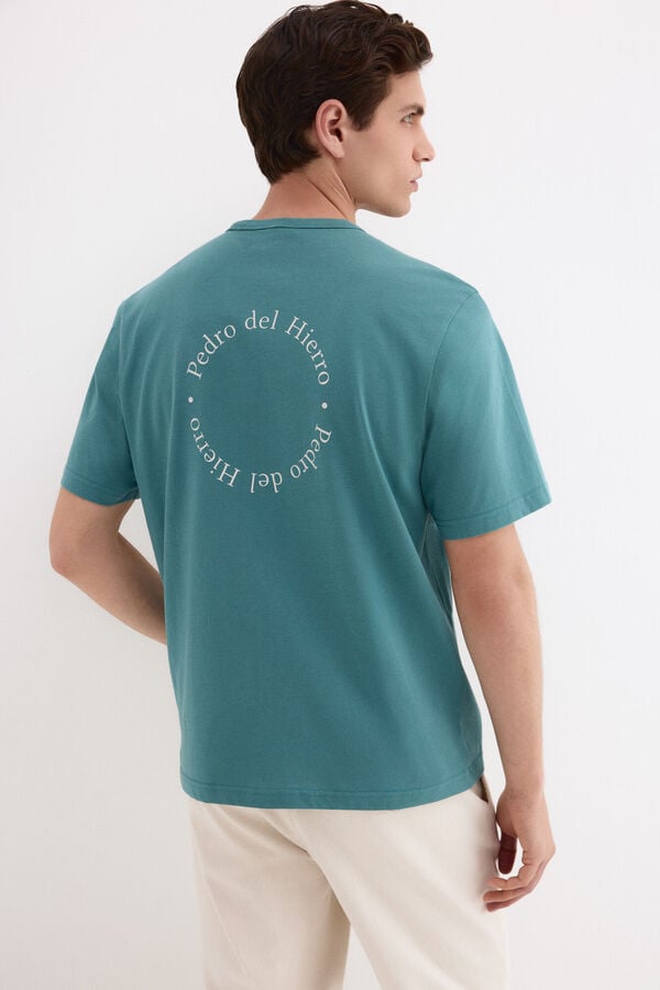 Pedro del Hierro Printed logo T-shirt Turquoise