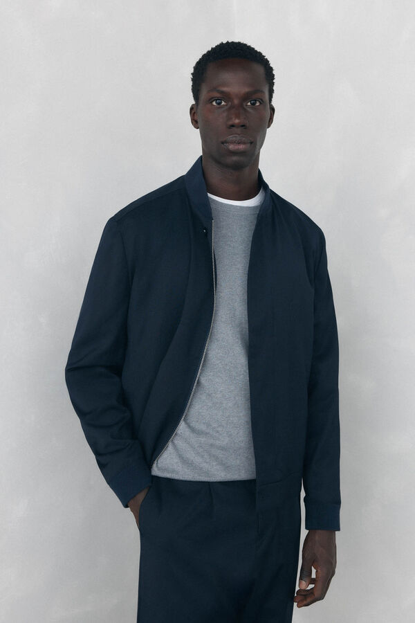 Pedro del Hierro Wool bomber jacket Blue