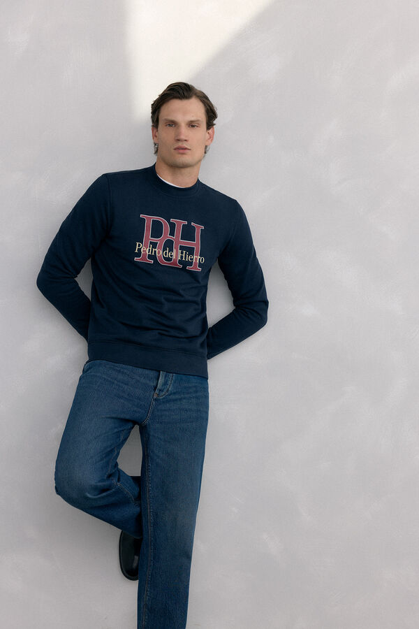 Pedro del Hierro Sweatshirt logo gola caixa Azul