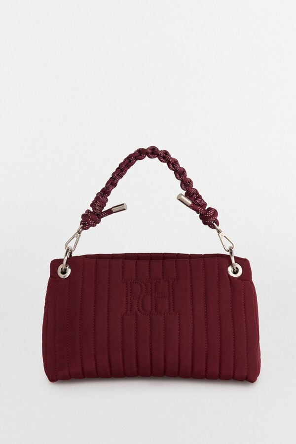 Pedro del Hierro Nylon shoulder bag with zip fastening and drawstring handle Burgundy