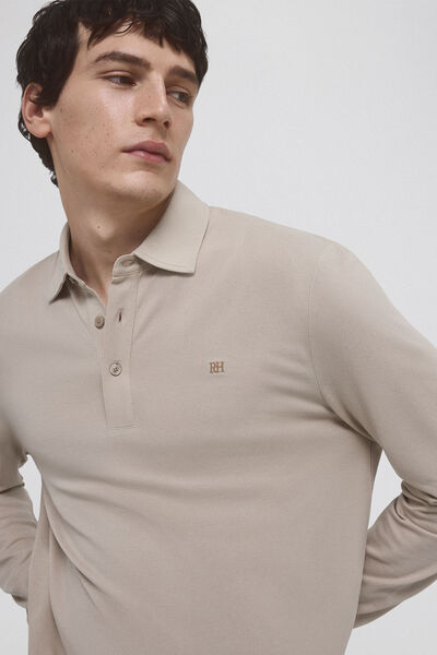 Pedro del Hierro Polo manga larga tencel Beige