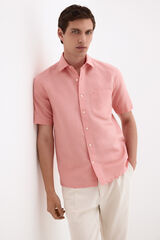 Pedro del Hierro Linen cotton plain shirt Coral