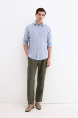 Pedro del Hierro Regular fit linen trousers Green