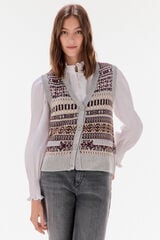 TFP by Tamara Falcó Chaleco jacquard geométrico Burdeos